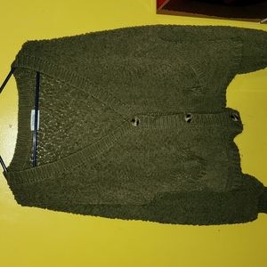 Oversized cropped button up sweater